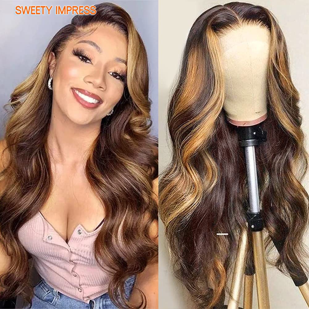 Sweety impress Hair Highlight  ٵ ̺ 13x4x1  Black And Honey Blonde ͽ ÷  Human Hair Lace Front Wigs P4/27